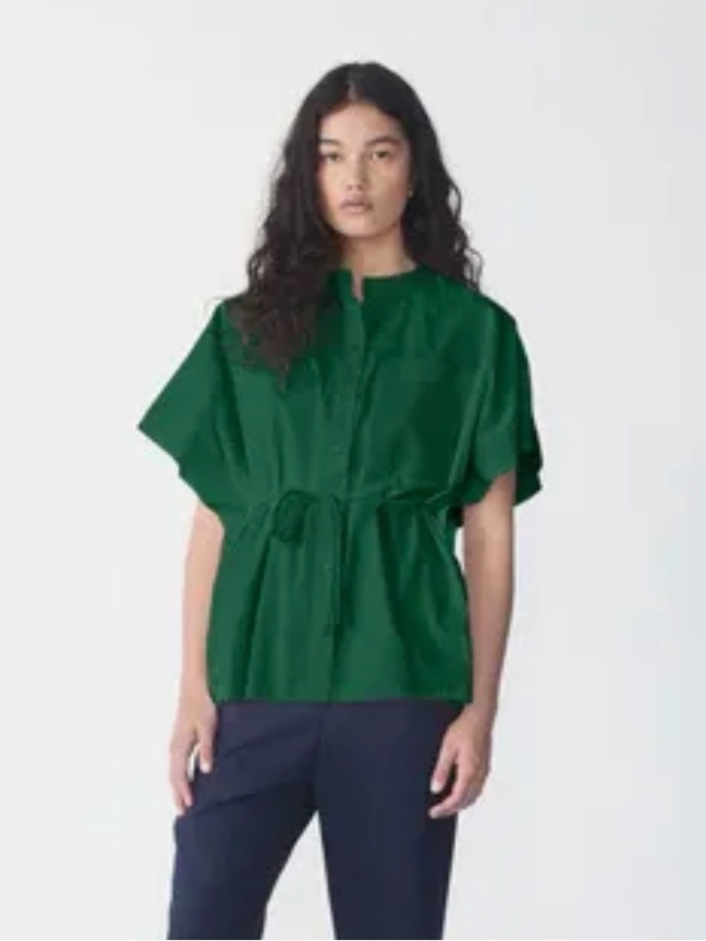 Foemina Short-Sleeve Blouse in Emerald Green
